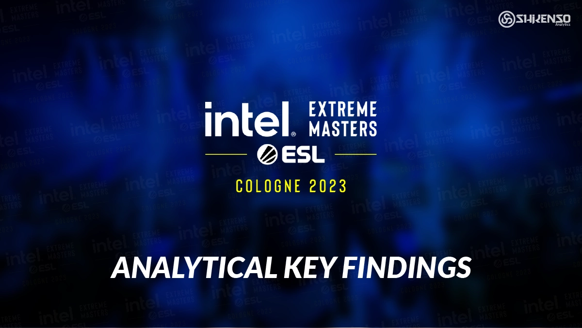 Promotional graphic for Intel Extreme Masters ESL Cologne 2023 with the text 'Analytical Key Findings' on a blue background.